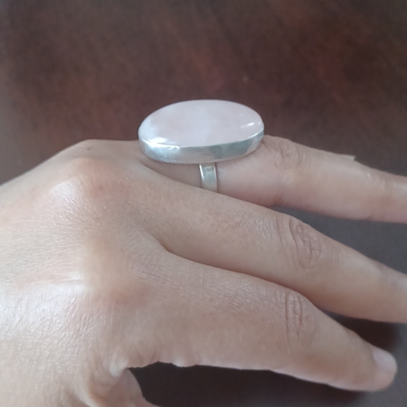 Real ROSE QUARTZ  SILVER RING - Picture 6 of 9